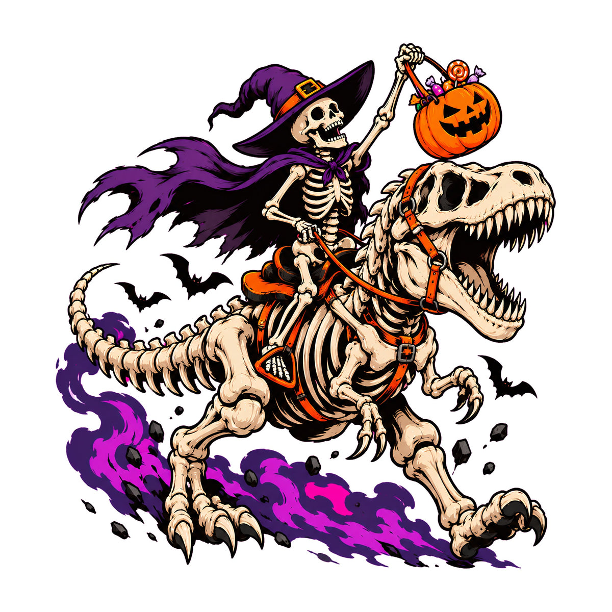 Skeleton Witch Dinosaur Rider