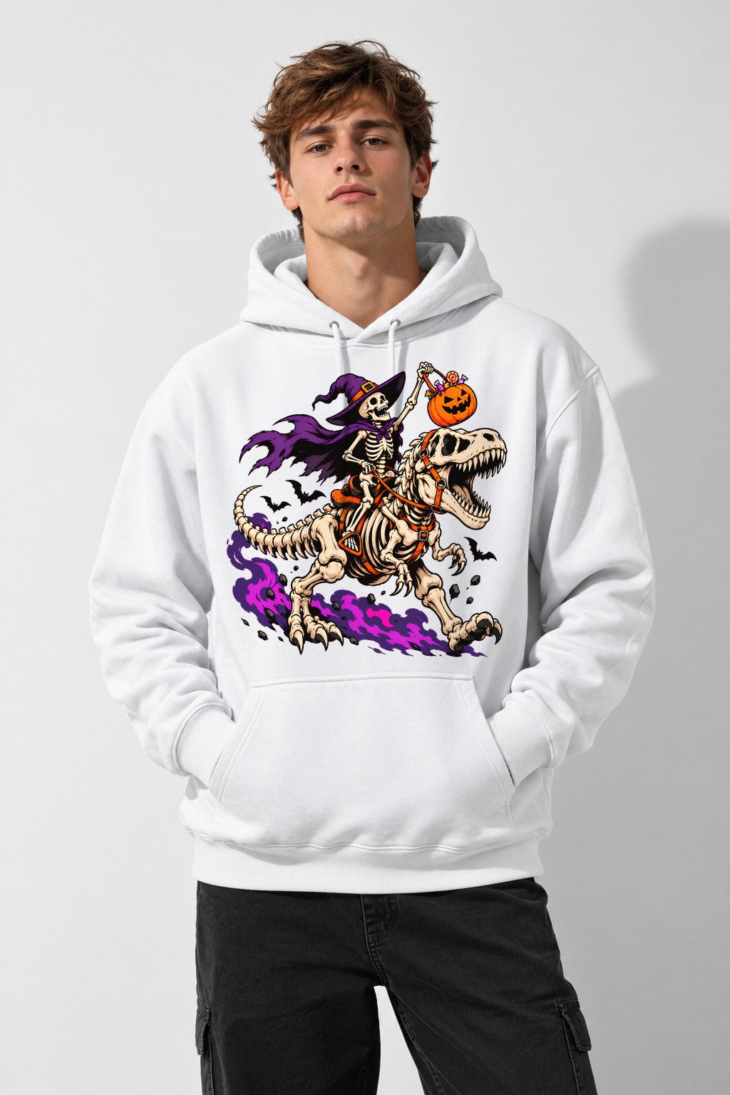 Skeleton Witch Dinosaur Rider - White