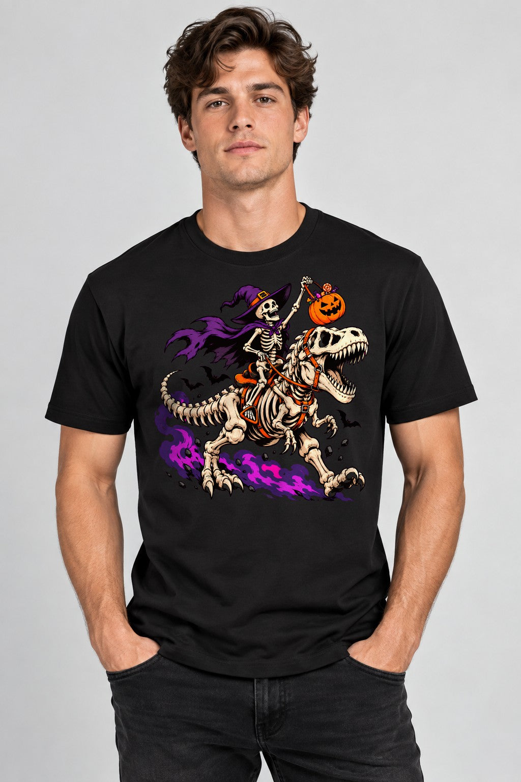 Skeleton Witch Dinosaur Rider - Black