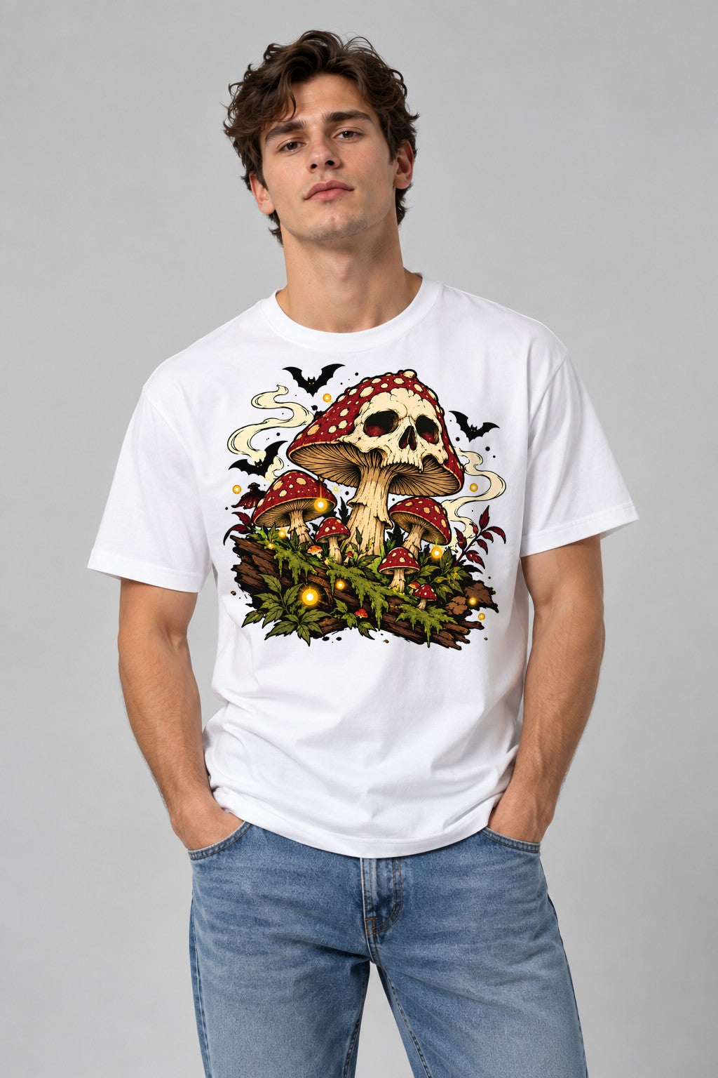 Skull Mushroom Halloween - White