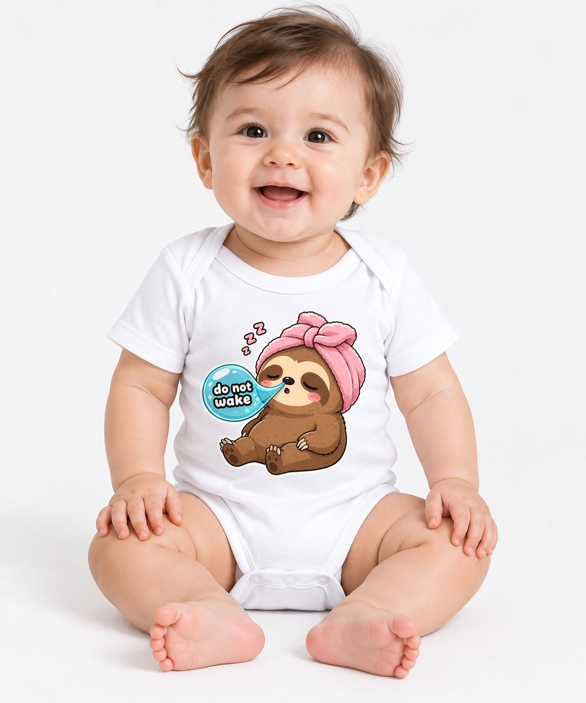 Sleepy Sloth Towel - White