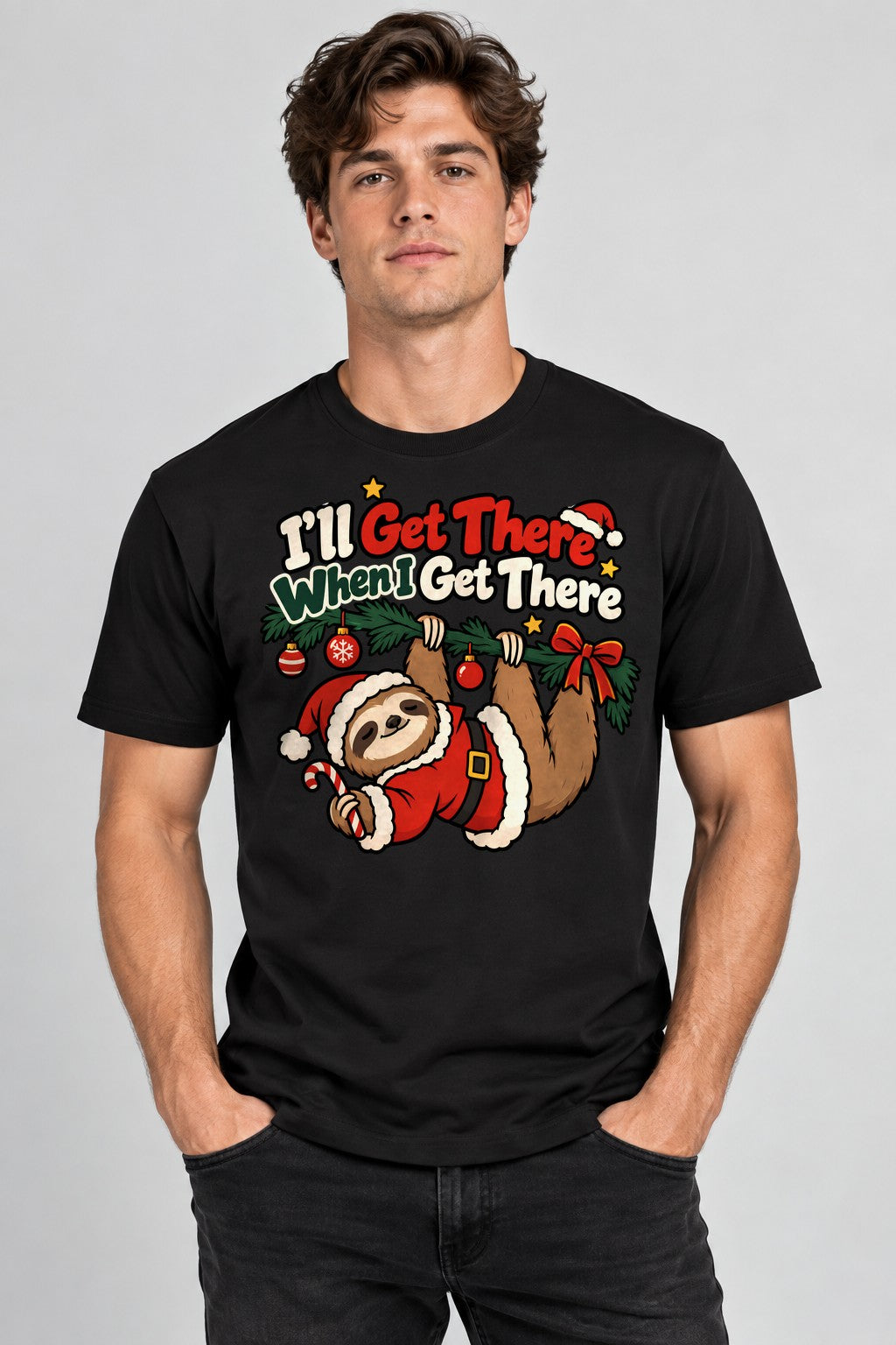 Sloth Santa Hanging - Black