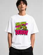 Slow But Deadly Turtle Skater Graphic Tee - Graffiti Street Art - White