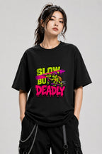 Slow But Deadly Turtle Skater Graphic Tee - Graffiti Street Art - Black