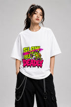 Slow But Deadly Turtle Skater Graphic Tee - Graffiti Street Art - White