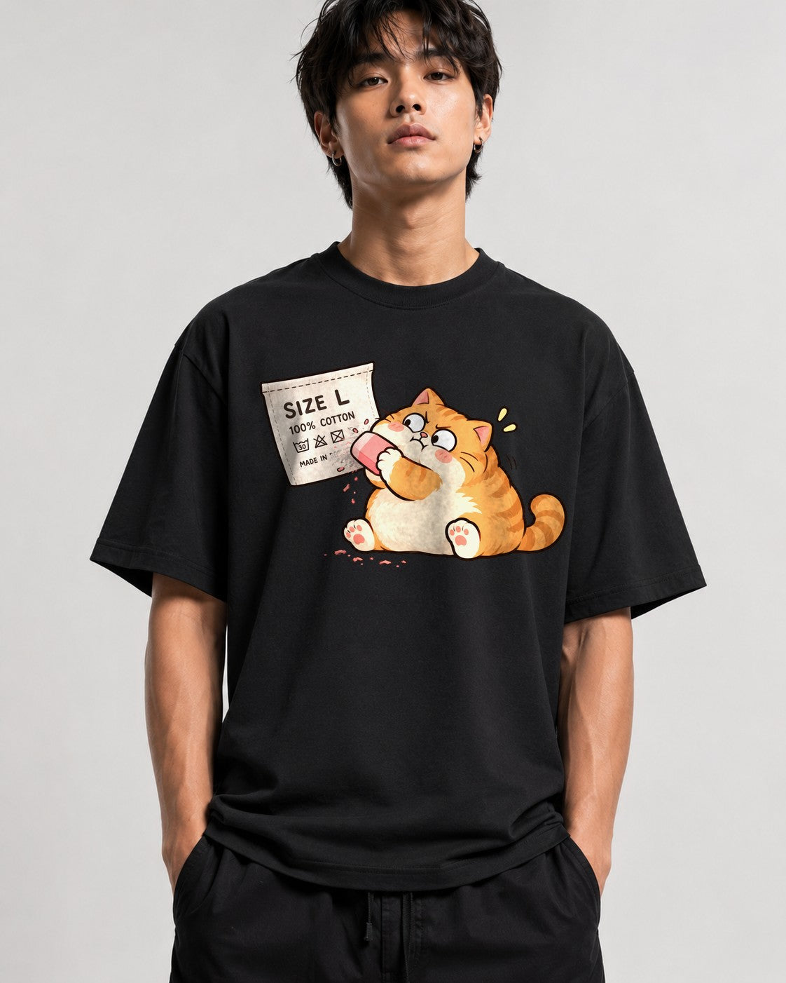 Snacking Cat - Black