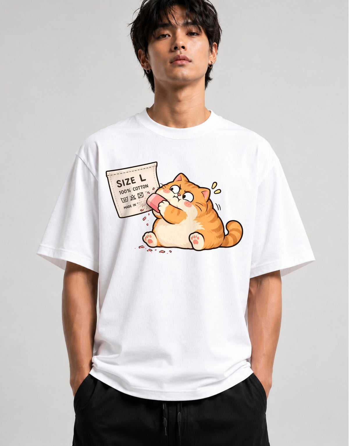 Snacking Cat - White