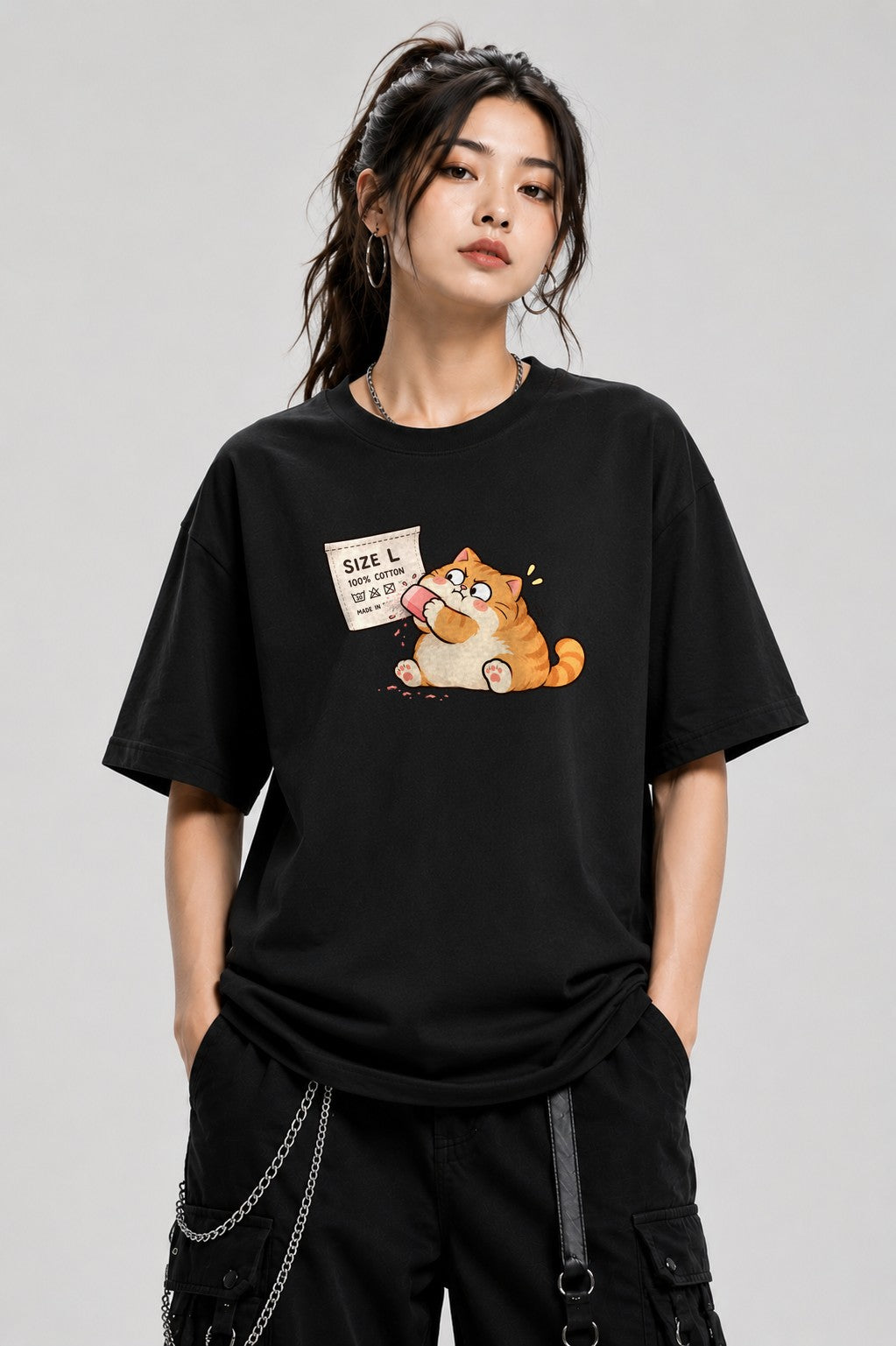 Snacking Cat - Black