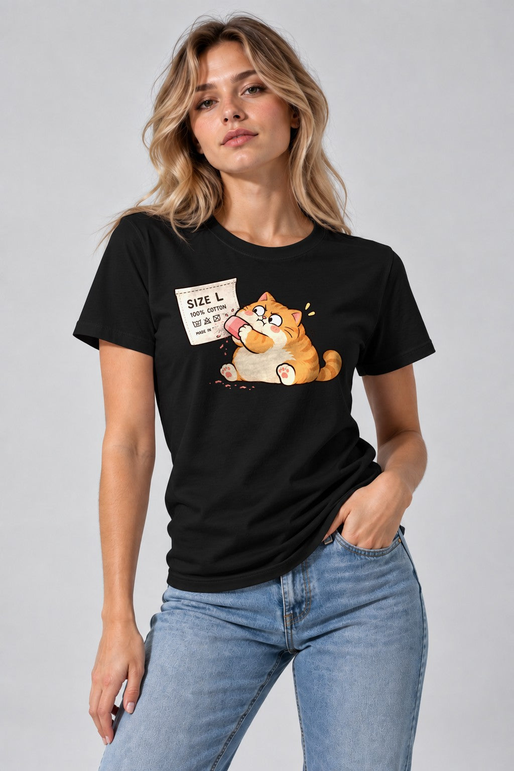 Snacking Cat - Black