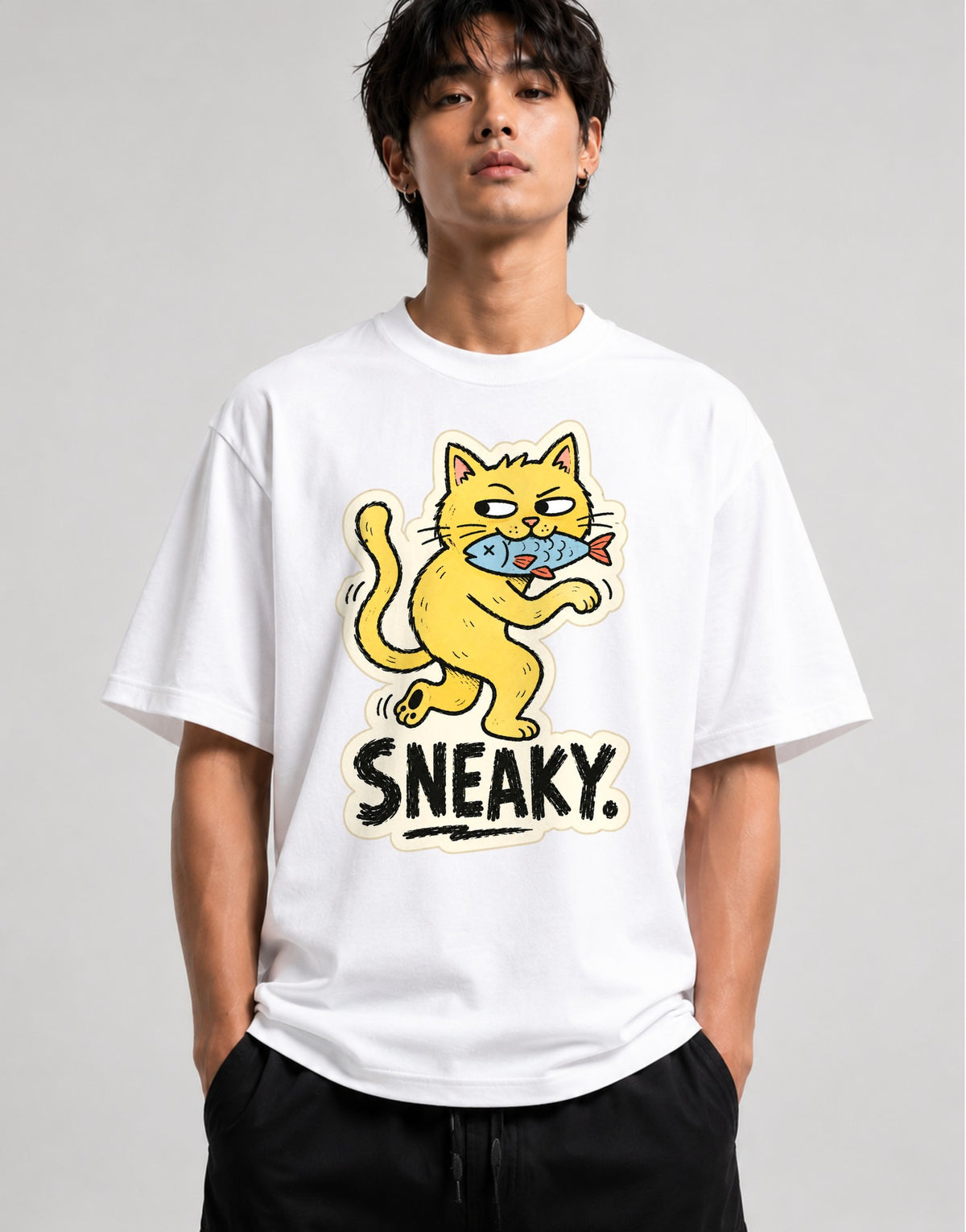 Sneaky Cat - White
