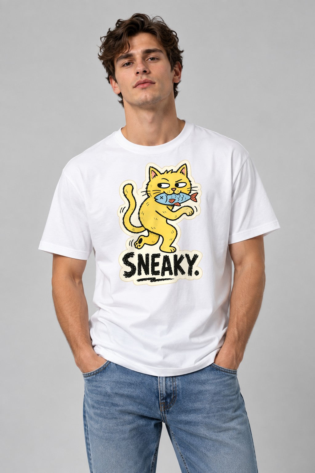 Sneaky Cat - White
