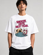 Snooze Until Next Year Funny Pug Shirt - Relatable Sleep Meme - White