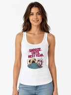 Snooze Until Next Year Funny Pug Shirt - Relatable Sleep Meme - White