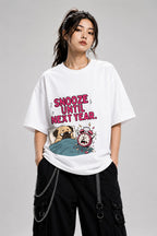 Snooze Until Next Year Funny Pug Shirt - Relatable Sleep Meme - White
