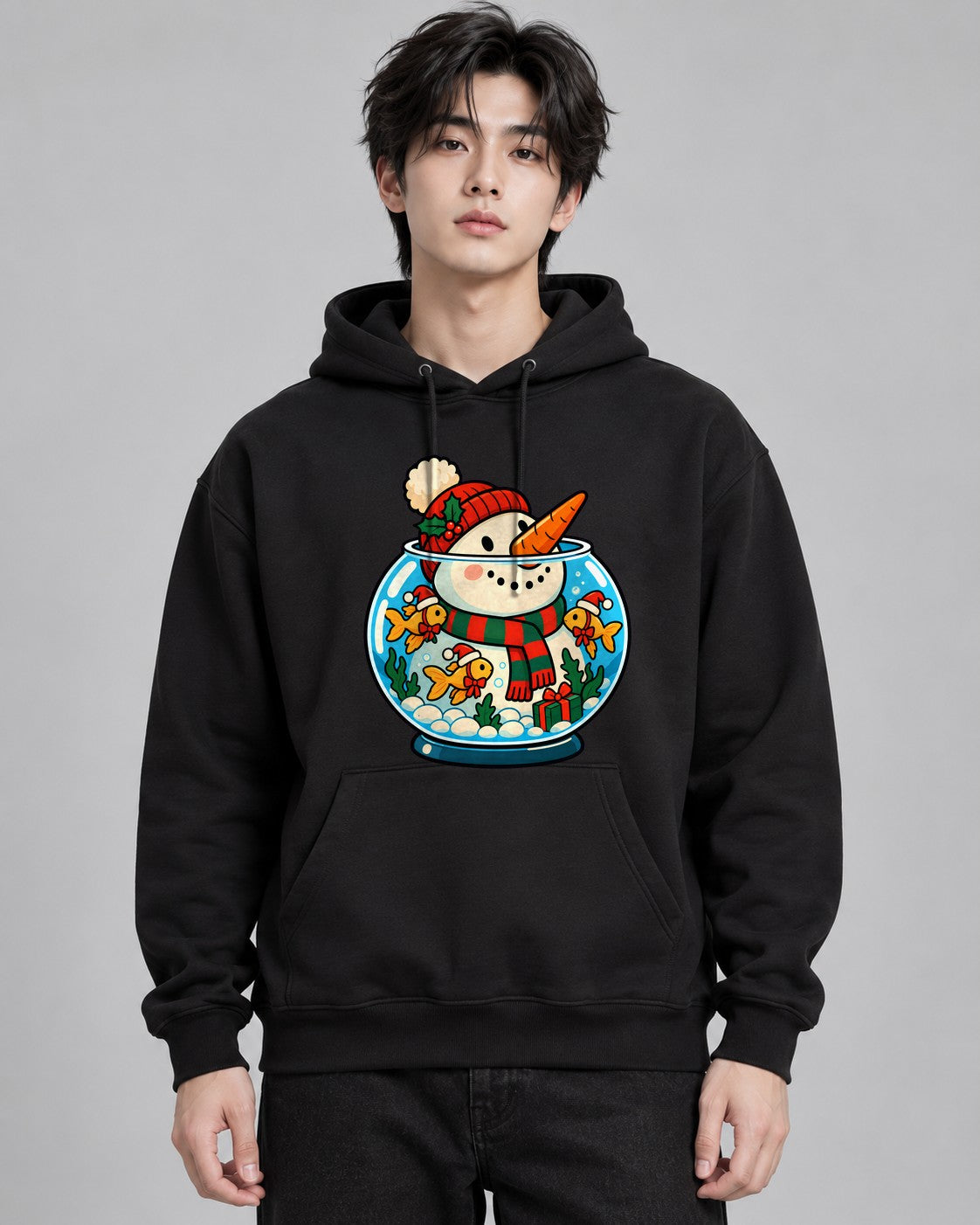 Snowman Fishbowl Christmas - Black
