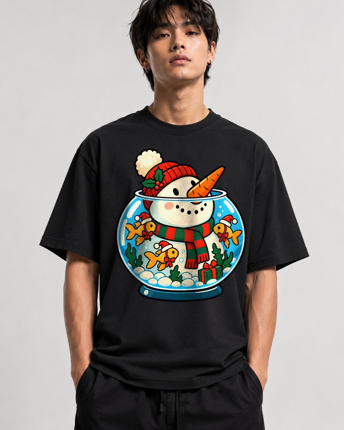 Snowman Fishbowl Christmas - Black