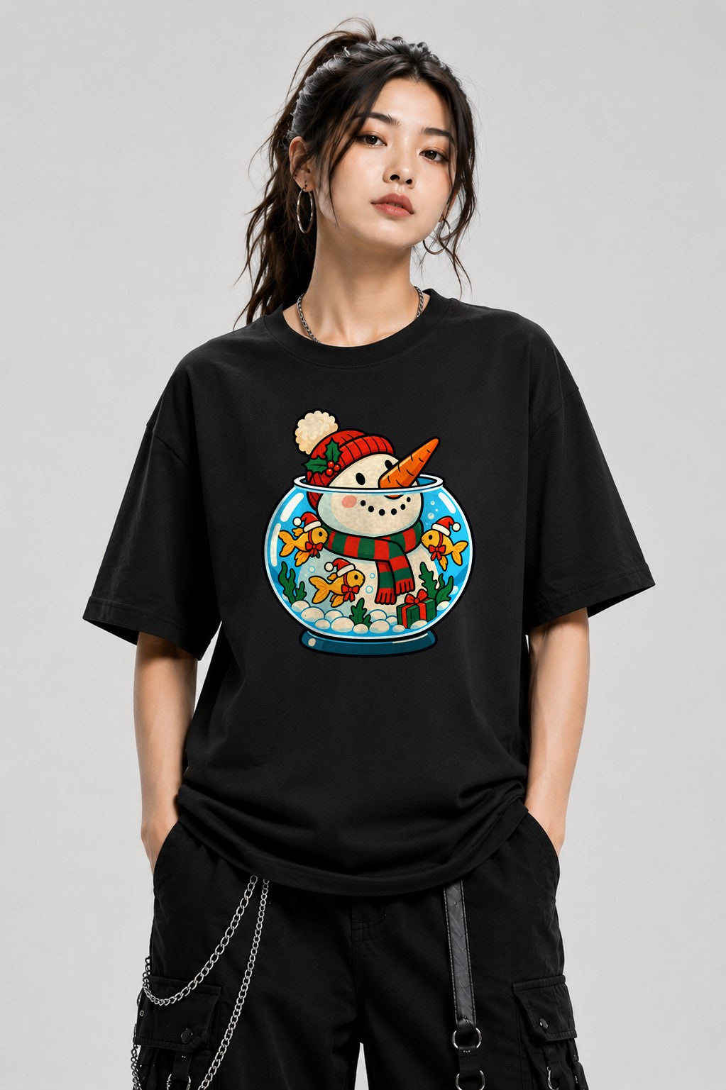 Snowman Fishbowl Christmas - Black