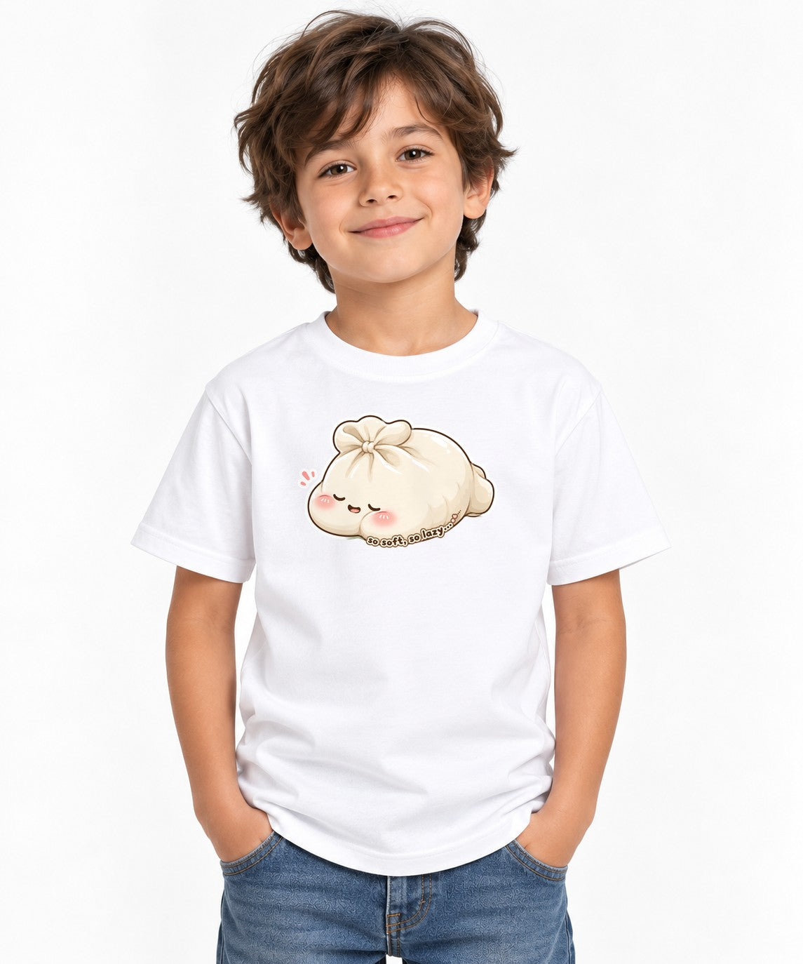 So Soft So Lazy - Cute Dumpling Bao Lazy Asian Food Graphic T-Shirt - White