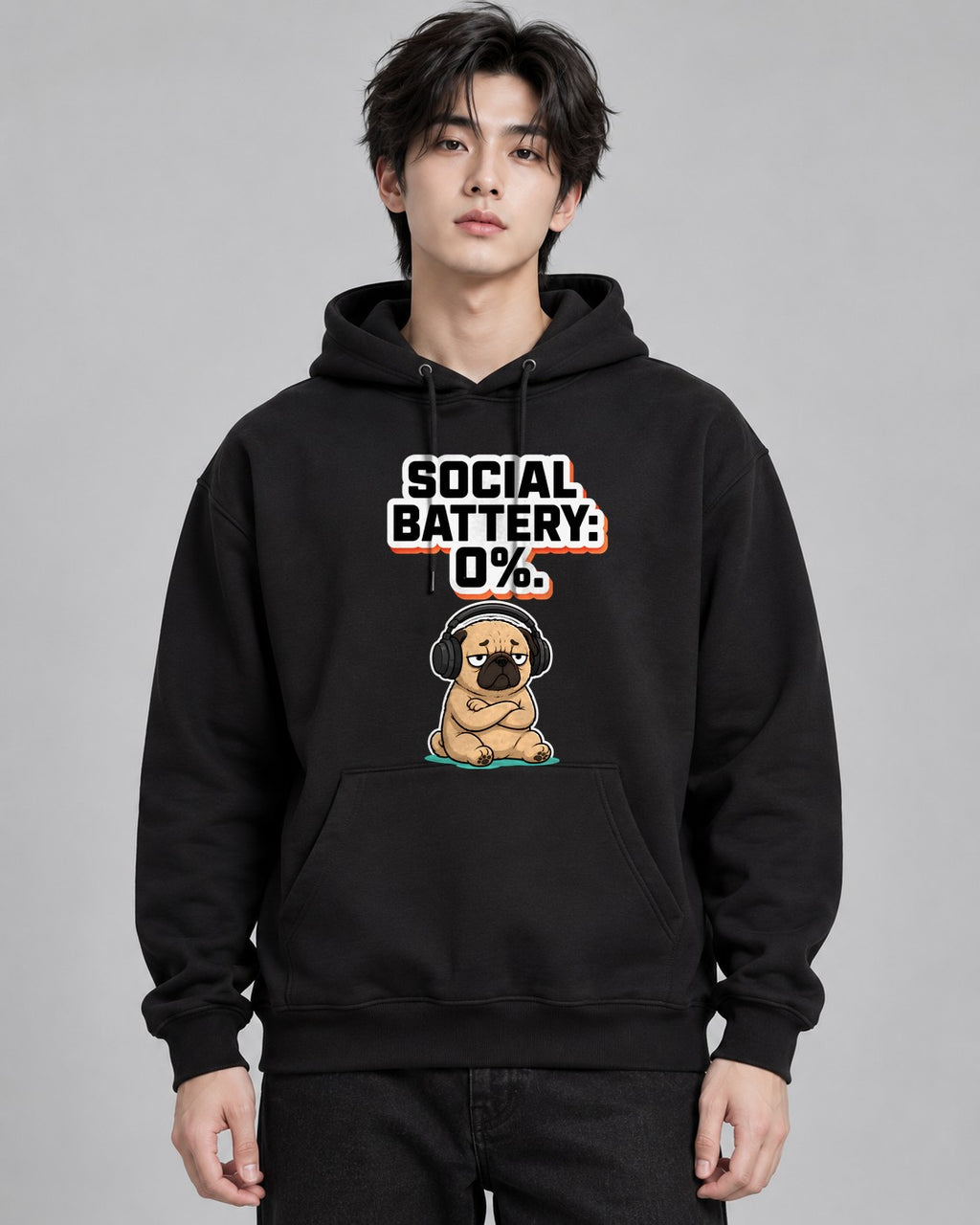Social Battery 0% Funny Introvert Pu - Black