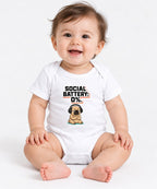Social Battery Zero Pug Shirt - Funny Introvert Meme Tee - White