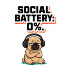Social Battery Zero Pug Shirt - Funny Introvert Meme Tee