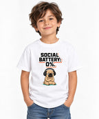 Social Battery Zero Pug Shirt - Funny Introvert Meme Tee - White