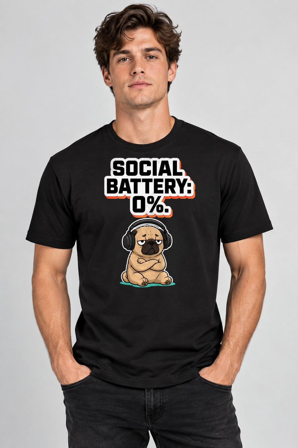Social Battery Zero Pug - Black