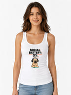 Social Battery Zero Pug Shirt - Funny Introvert Meme Tee - White