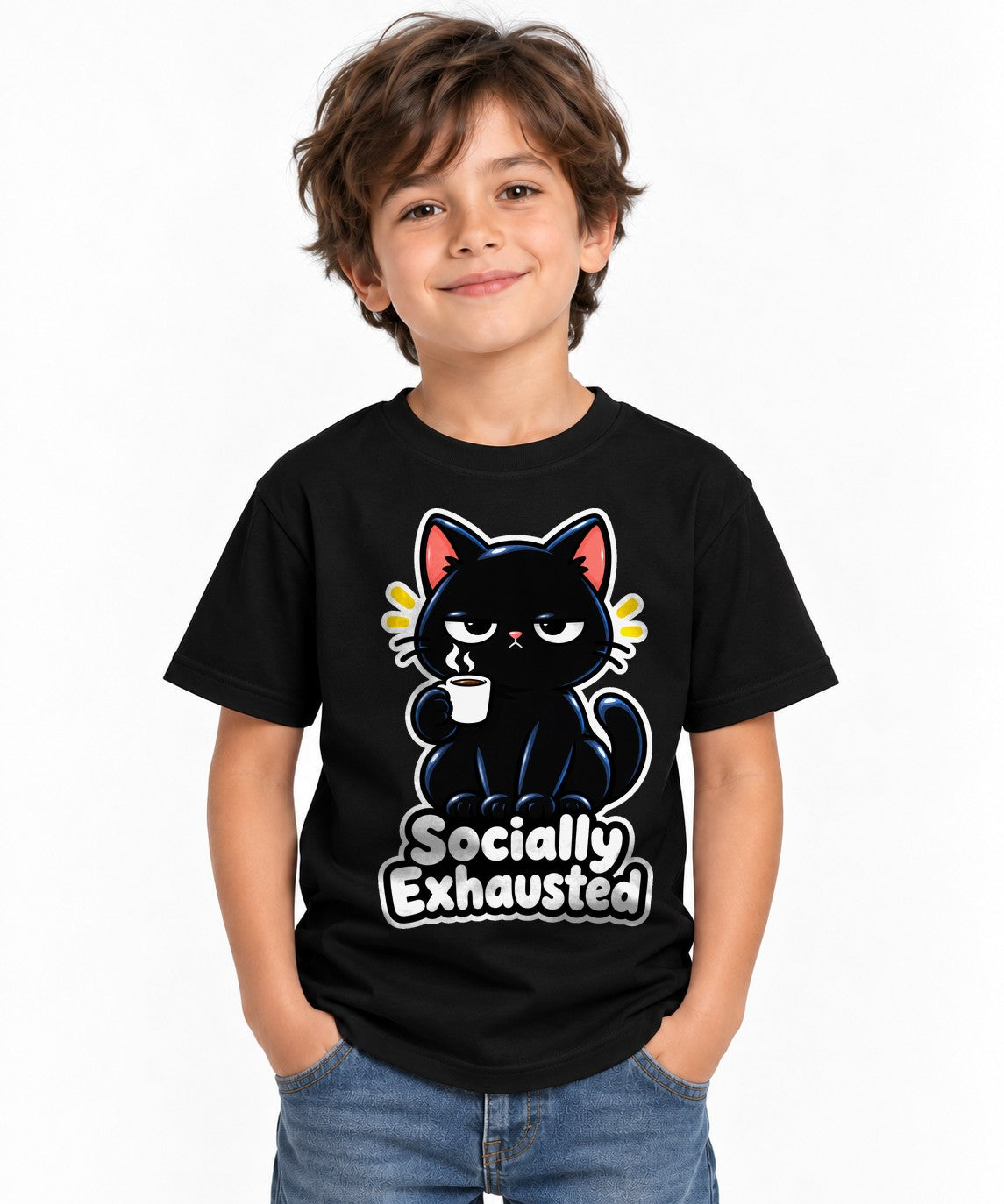 Socially Exhausted Cat - Black