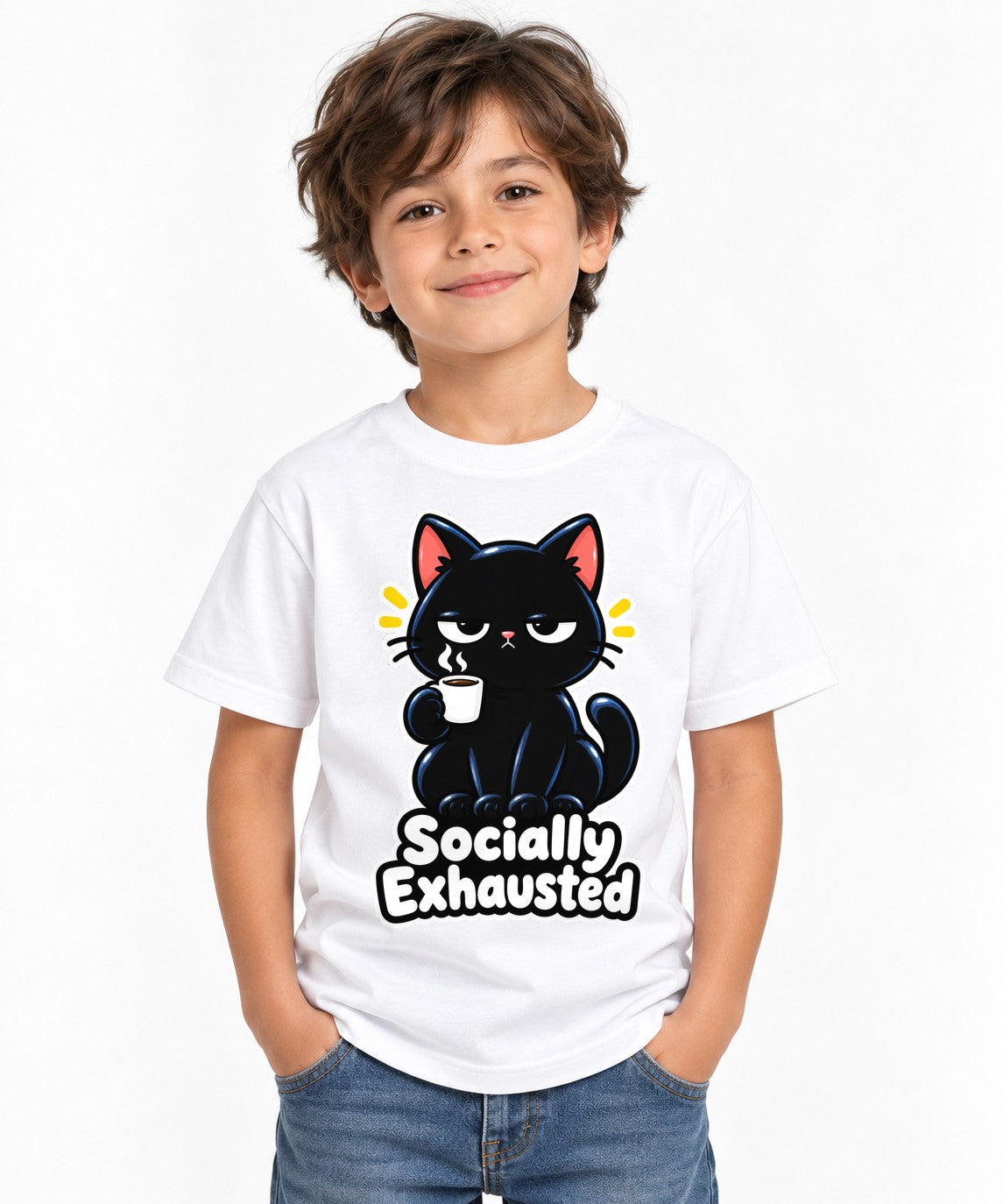 Socially Exhausted Cat - White