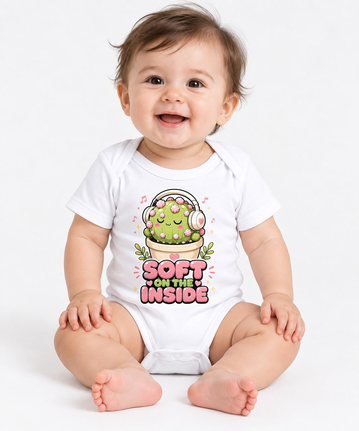 Soft On The Inside - Cute Cactus Hea - White