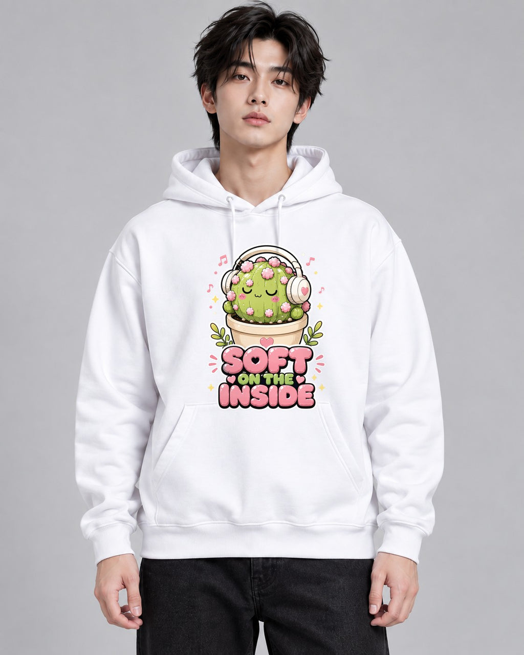 Soft On The Inside - Cute Cactus Hea - White