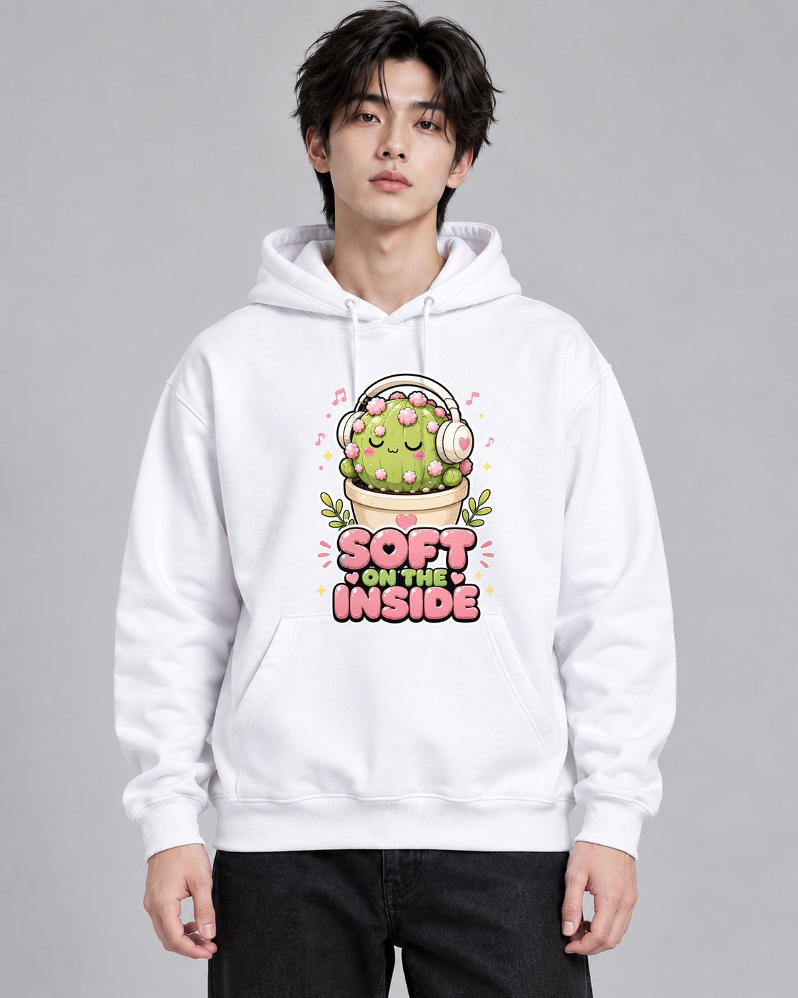 Soft On The Inside - Cute Cactus Hea - White