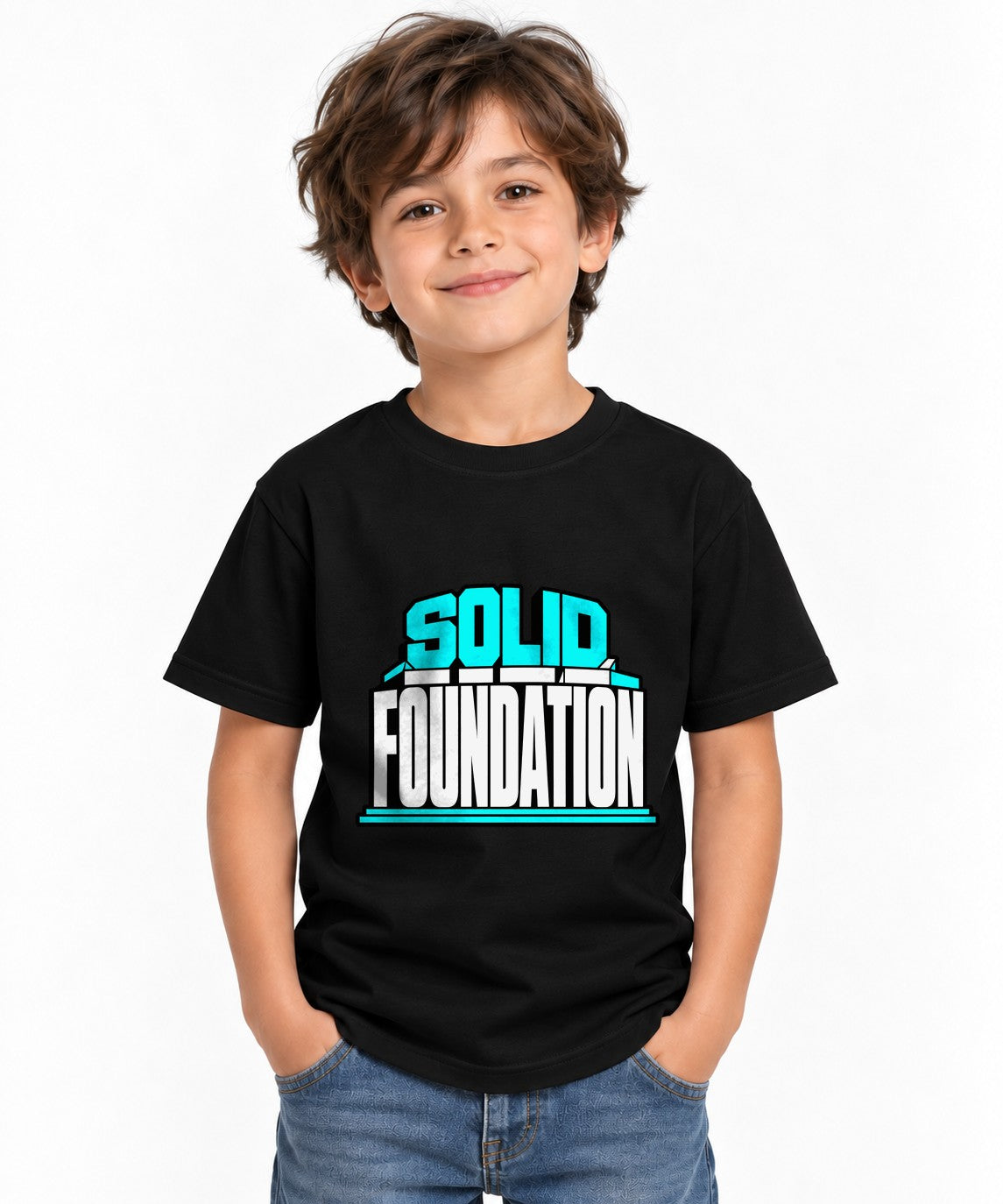 Solid Foundation Bold Typography Streetwear Graphic Tee - Black