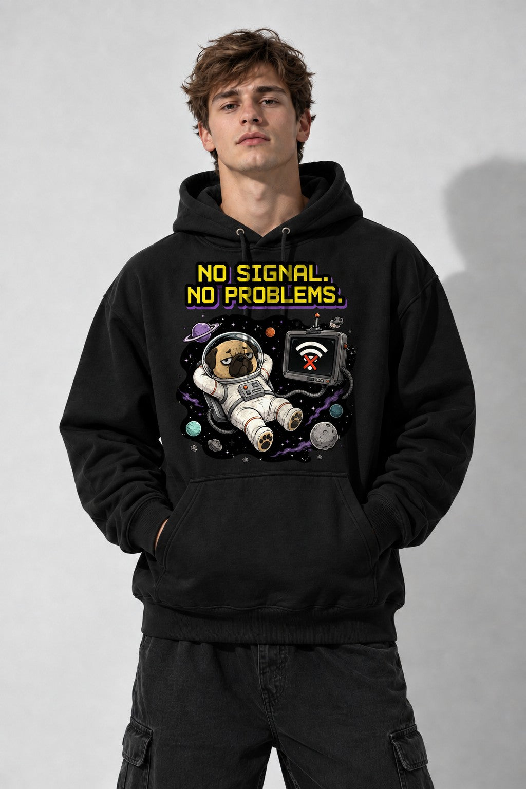 Space Pug No Signal - Black
