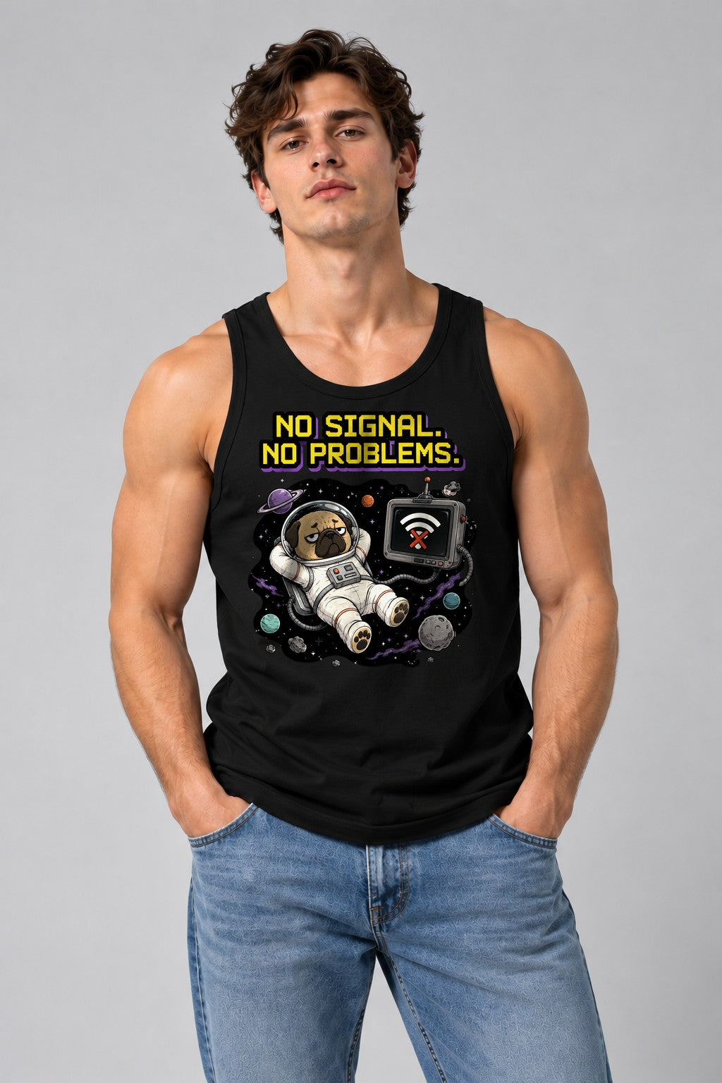 Space Pug No Signal - Black