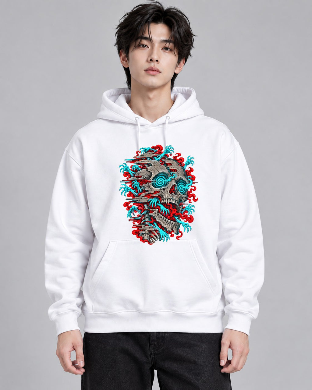 Spiral Skull Glitch - White