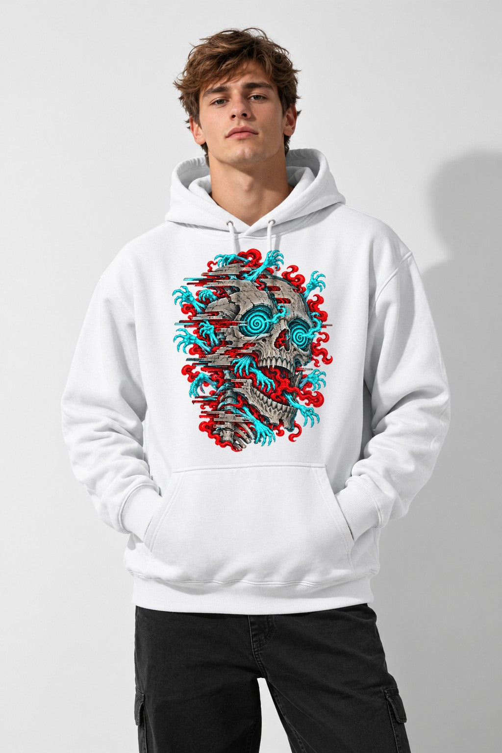 Spiral Skull Glitch - White