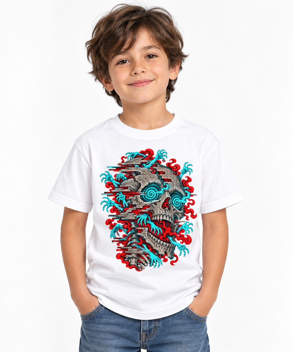 Spiral Skull Glitch - White