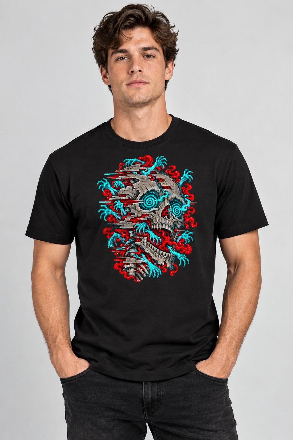 Spiral Skull Glitch - Black