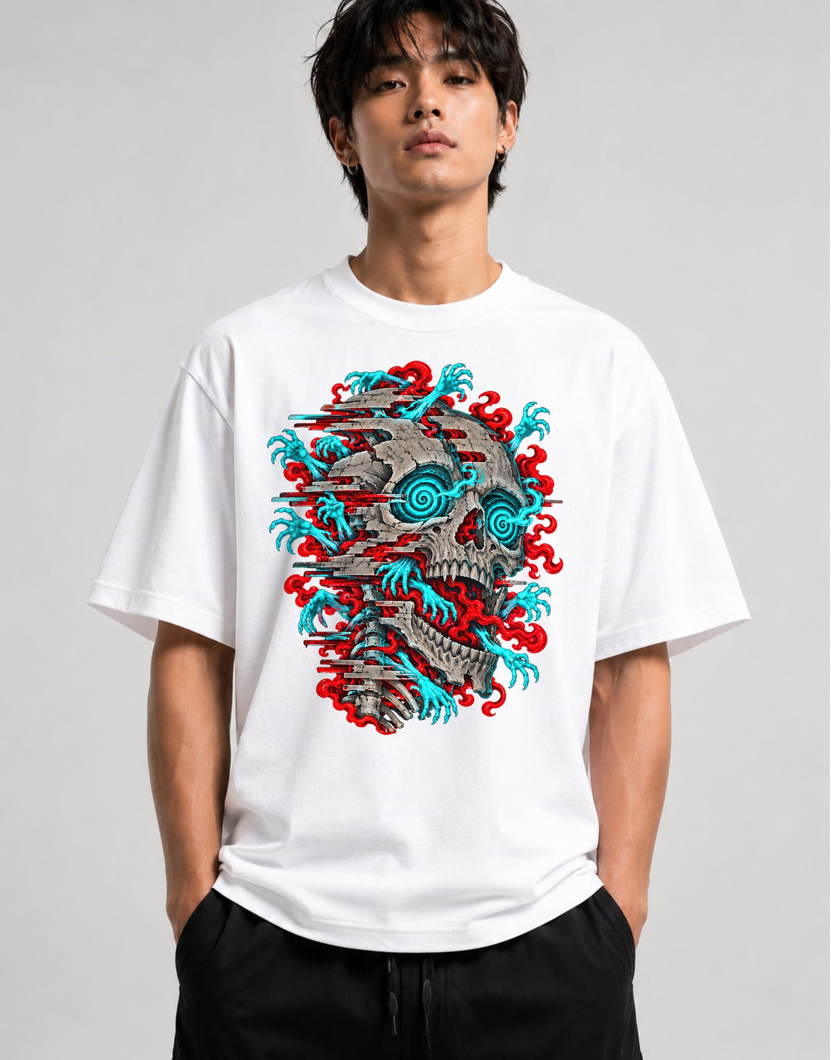 Spiral Skull Glitch - White