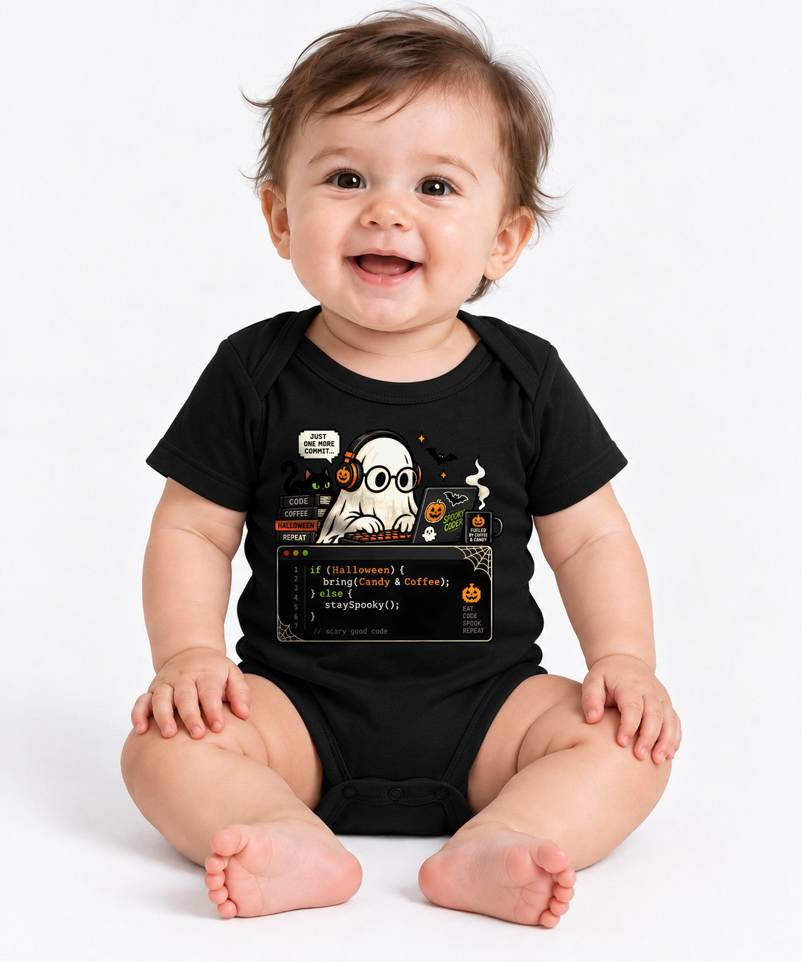 Spooky Coder Ghost - Black