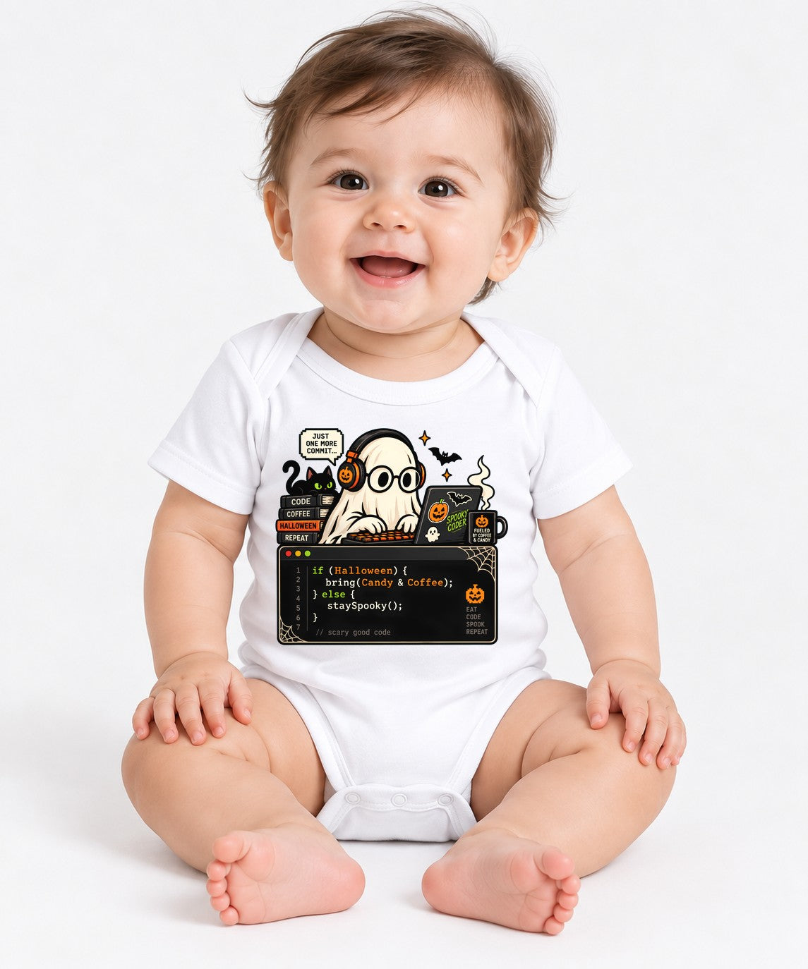 Spooky Coder Ghost - White