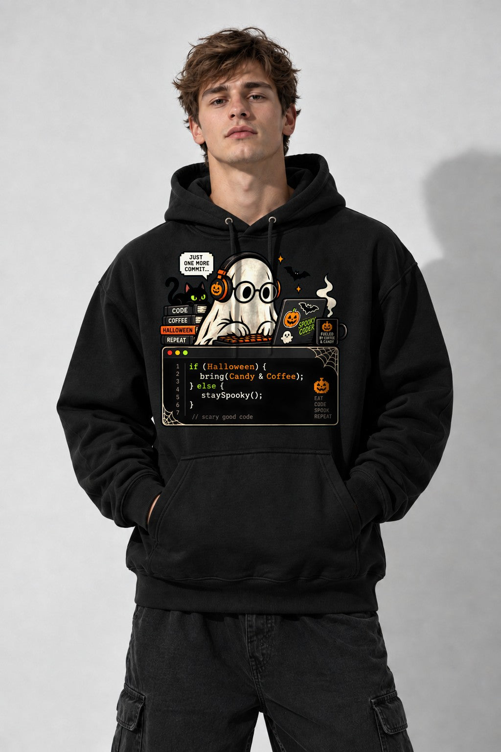 Spooky Coder Ghost - Black