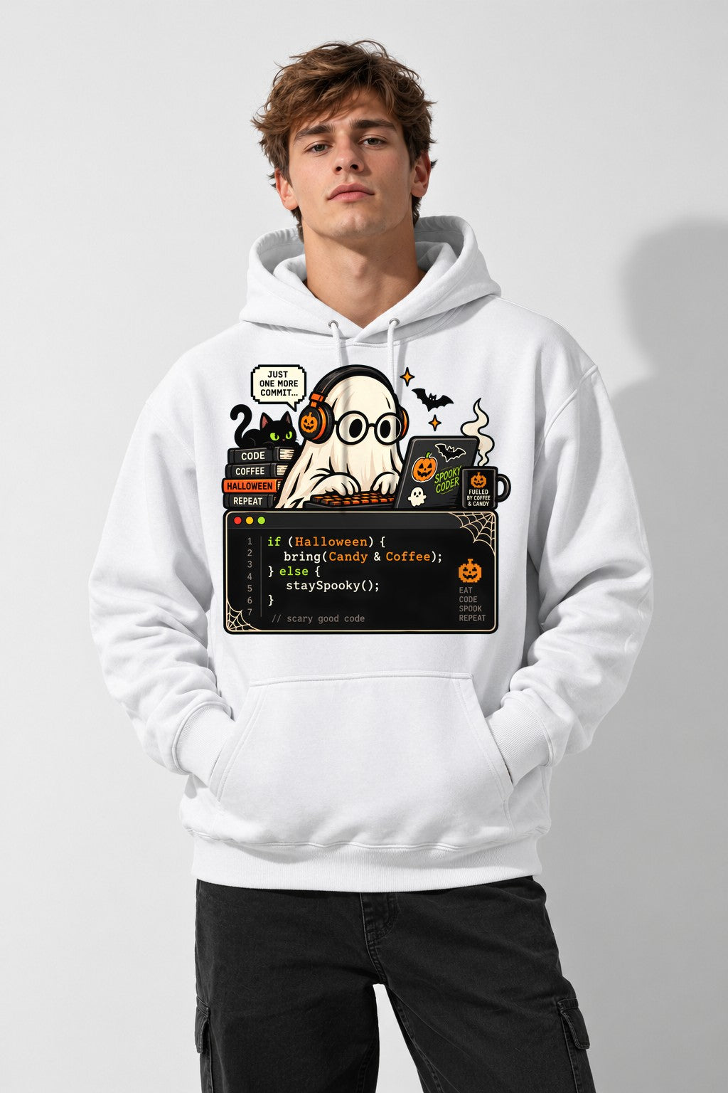 Spooky Coder Ghost - White