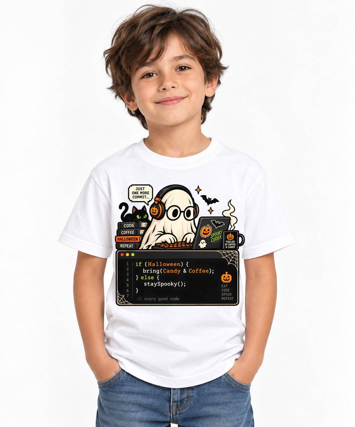 Spooky Coder Ghost - White