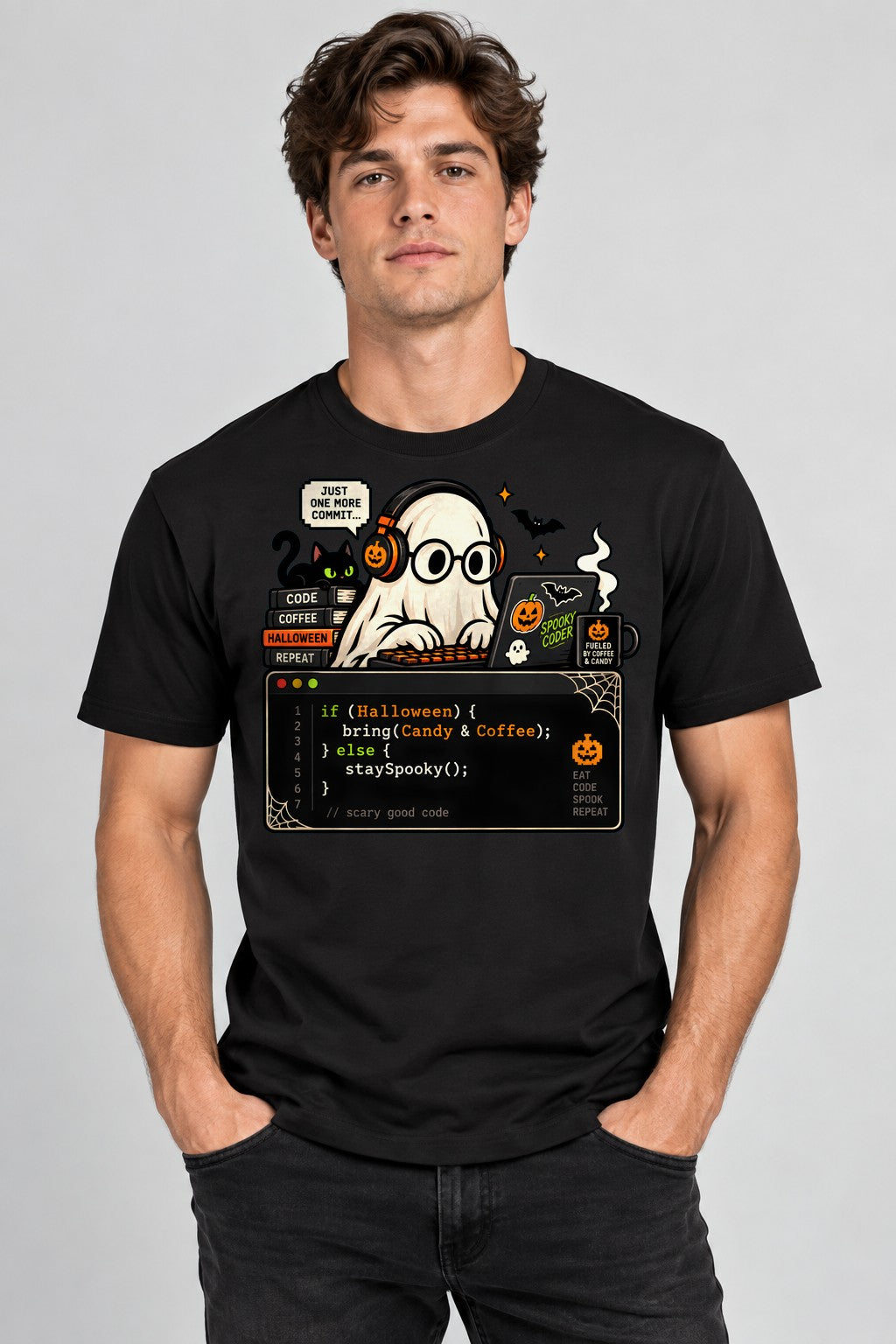 Spooky Coder Ghost - Black