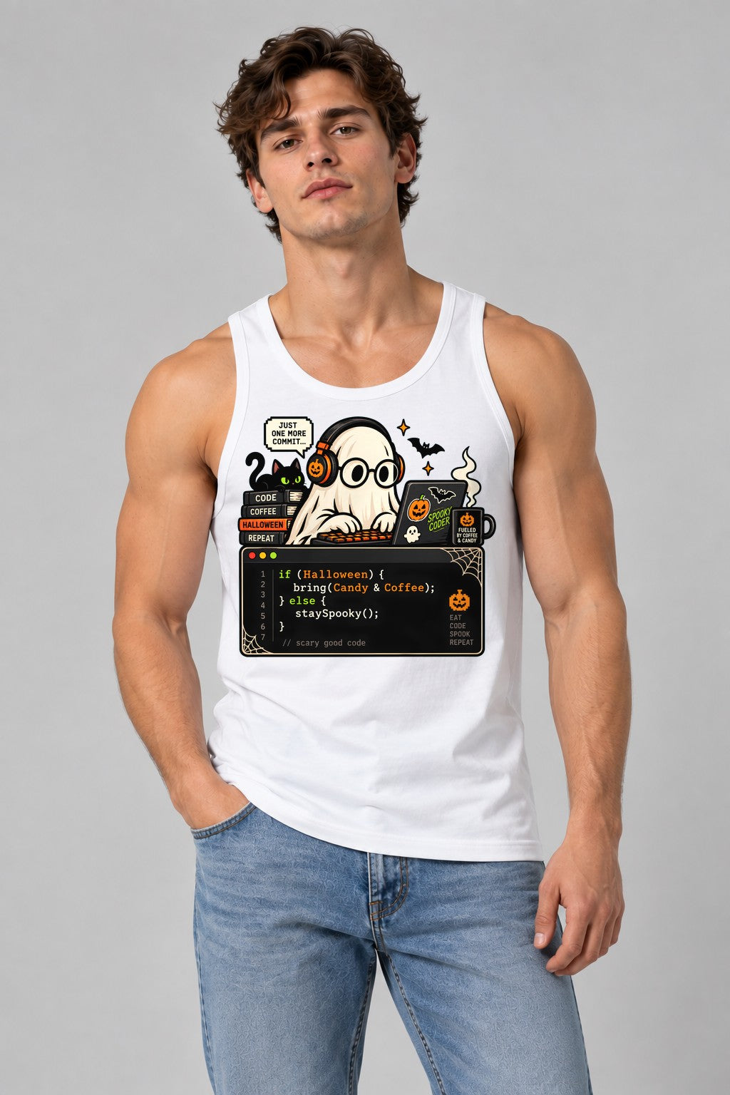 Spooky Coder Ghost - White