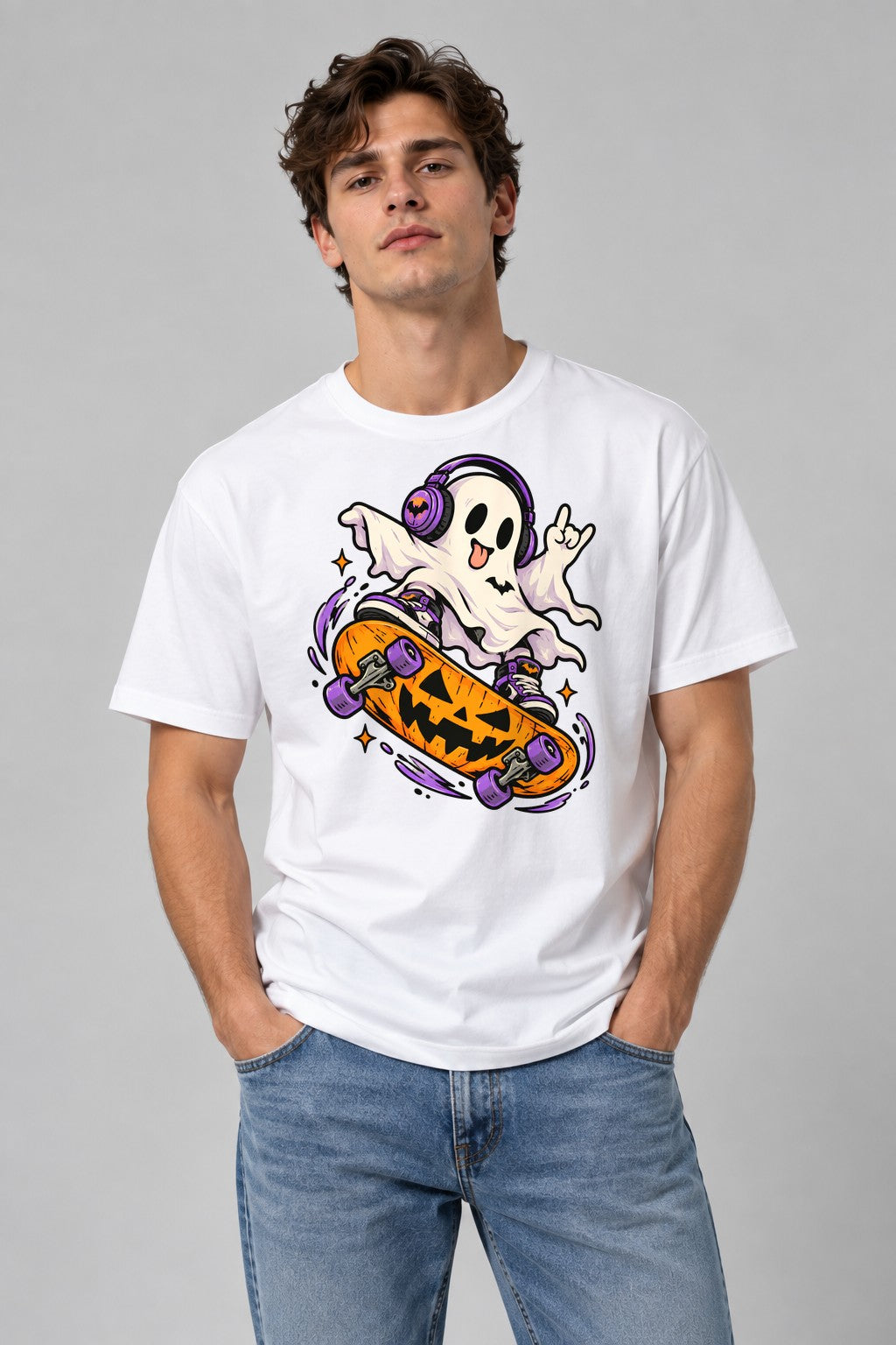 Spooky Skater Ghost - White