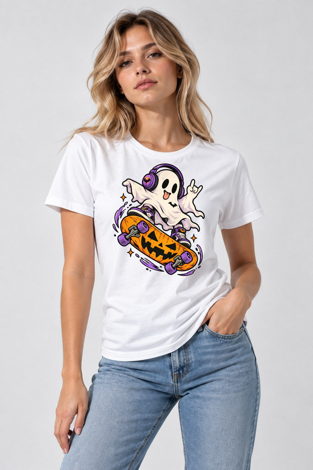 Spooky Skater Ghost - White